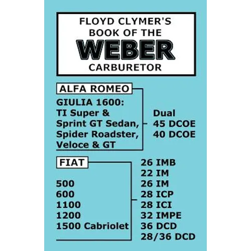 Floyd Clymer's Book of the Weber Carburetor - Paperback