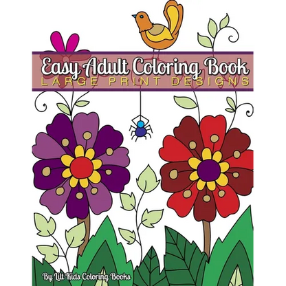 Easy Adult Coloring Book: Large Print Designs - Paperback