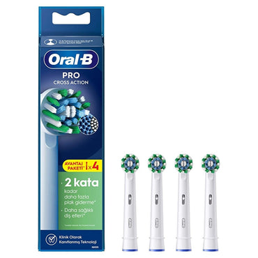 Oral-B Electric Toothbrush Replacement Heads Cross Action X-Filament 4-Pack - Compatible Oral-B Toothbrush Heads for Deep Cleaning