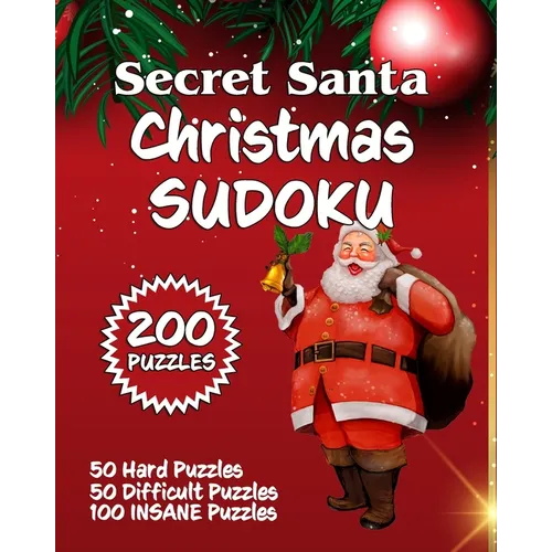 Secret Santa Christmas Sudoku: 200 Sudoku Puzzles - Paperback