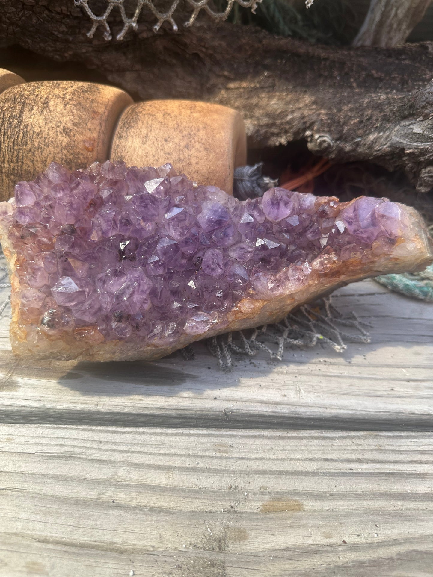 Natural Amethyst Cluster Crystal Specimen-Raw Purple Quartz Geode  (9x3.4x3.8)