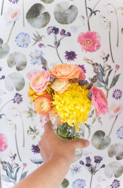 Floral Finds Wallpaper, white
