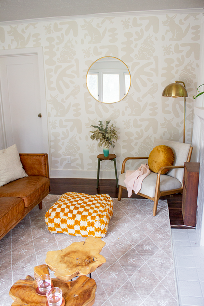 Abstract Animales Wallpaper, white and neutral