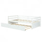 Twin/Twin Dorm Style Trundle Daybed Platform Bed Frame in White