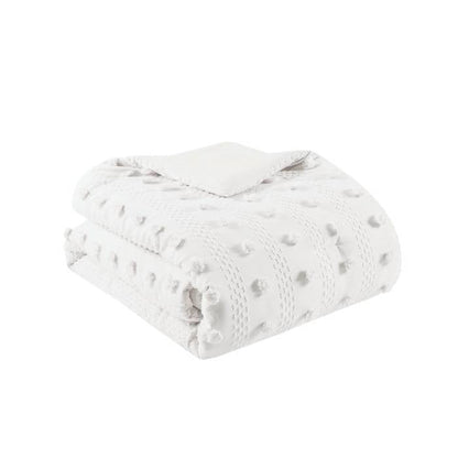 Full/Queen 3-Piece Ivory Pompom Microfiber Comforter Set