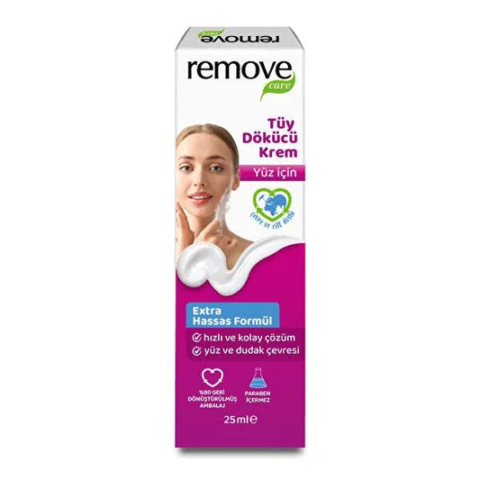Remove Care: Gentle Facial Hair Removal Cream - Fast Acting, Sensitive Skin Formula, Painless Face Hair Removal, 25ml