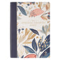 Nlt, the Spiritual Growth Bible Faux Leather, Navy with Leaves - Leather