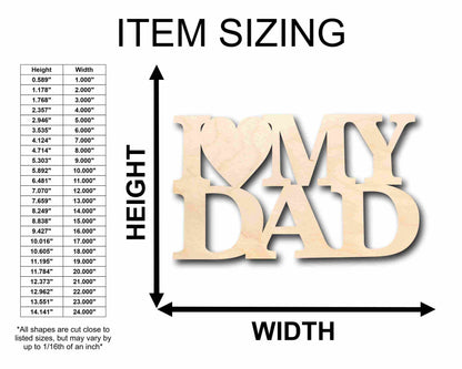 I Love My Dad Unfinished Wood Cutout DIY handmade Craft
