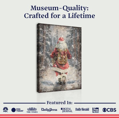 Vintage Santa Claus in Winter Forest Christmas Wall Art II