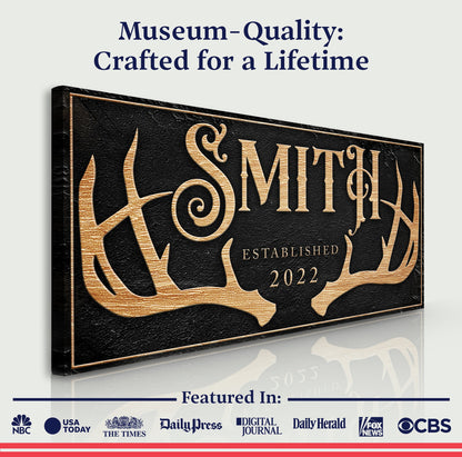 Personalized Family Antler Sign