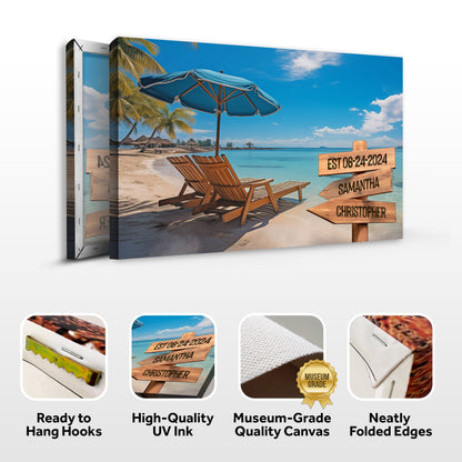 Summer Beach Family Names Sign