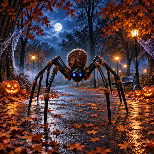 6.1 ft Animated Halloween Spider, Light-Up and Motion Activated