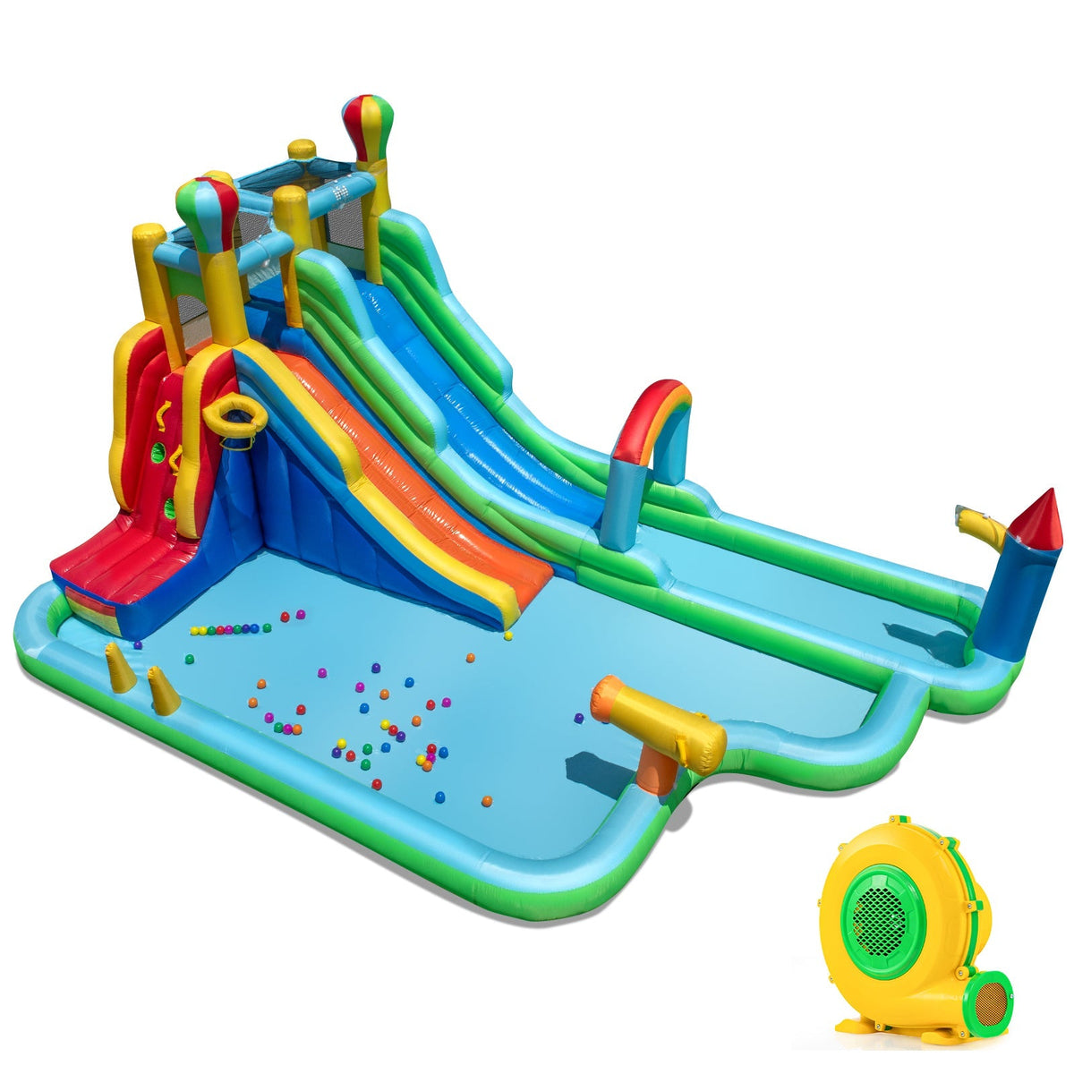 Inflatable Water Slide Park Giant Bounce House with 950W Blower