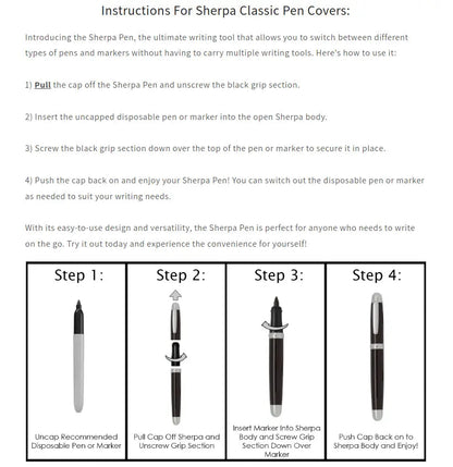 Sherpa Pen Classic Total Chrome Pen/Sharpie Marker Cover