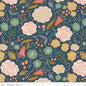 Ivy Reese Floral Navy Cotton Wideback Fabric per yard