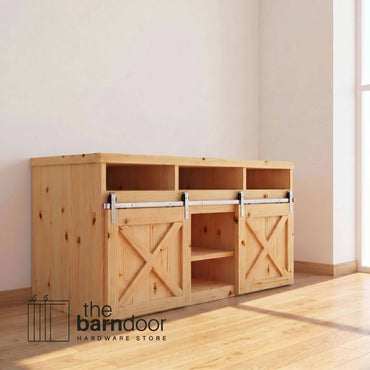 J-Strap Cabinet Barn Door Hardware Kit | Brushed Nickel