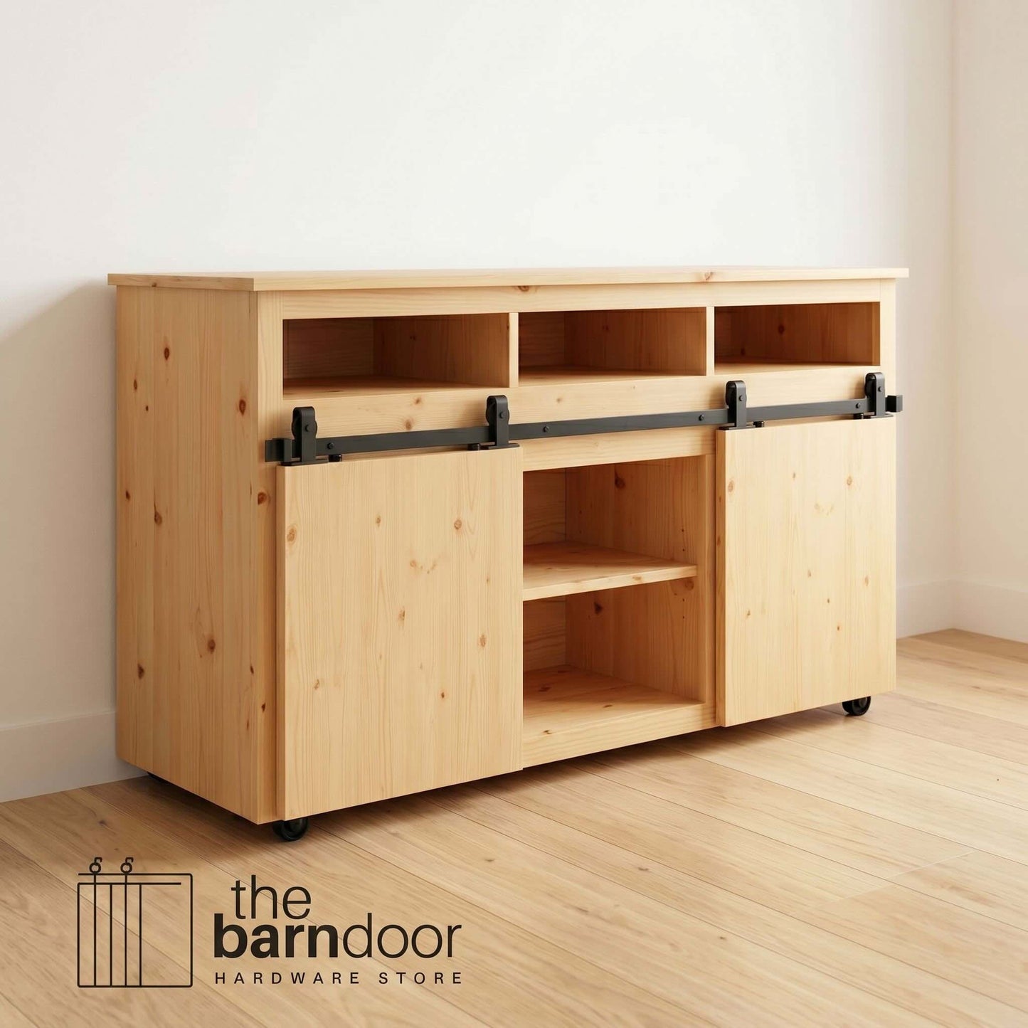 J Top Mount Cabinet Barn Door Hardware Kit | Matte Black