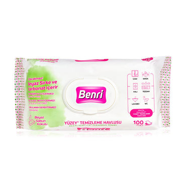 Benri 100-Pack Non-Toxic Streak-Free Cleaning Cloths - Effective Surface Cleaning Wipes