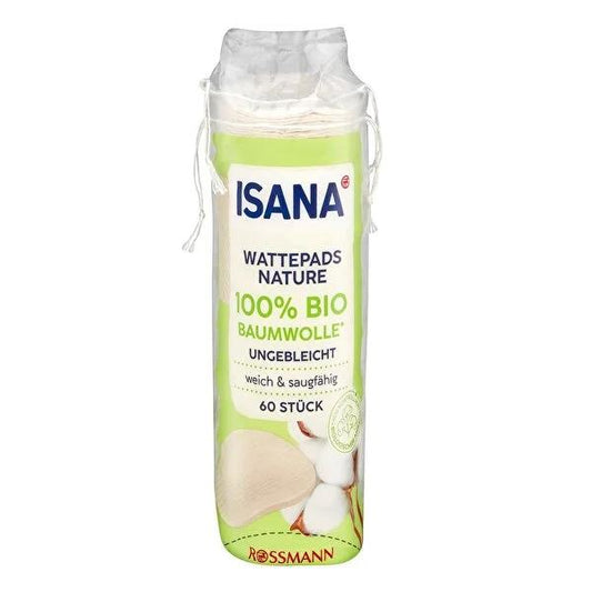 Isana Organic Cotton Pads - 60 Count, Natural Makeup Removal & Skincare