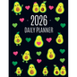 Avocado Daily Planner 2026: Funny & Healthy Fruit Organizer: January-December (12 Months) Cute Green Berry Year Scheduler with Pretty Pink Hearts - Paperback