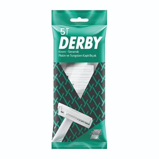 Derby Single Blade Disposable Razors - 5-Pack for Sensitive Skin - Smooth, Comfortable Men's Shaving, Travel-Friendly
