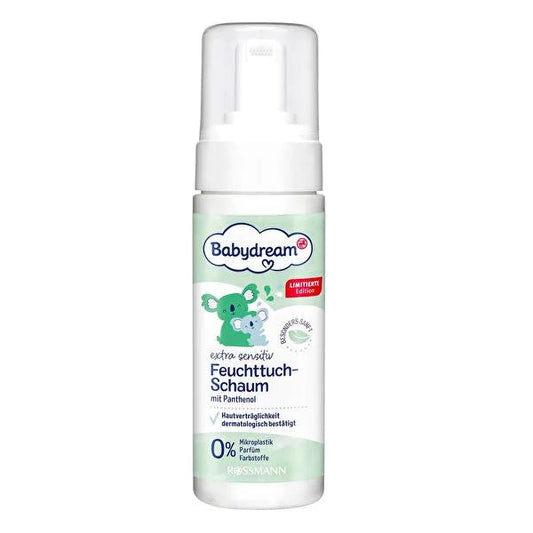 Babydream Extra Sensitive Baby Wipe Foam: Gentle Cleansing with Panthenol, Vegan, & Dermatologically Tested - Ideal for Sensitive Skin & Eco-Conscious Parents