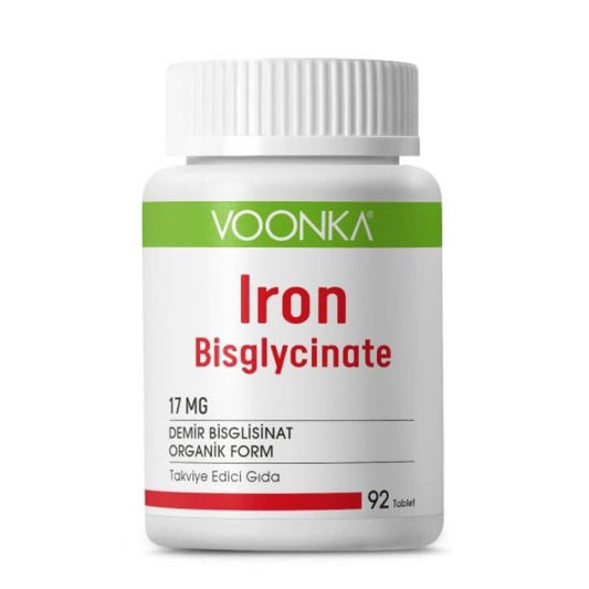 Voonka Iron Bisglycinate 92 Tablet - Highly Bioavailable Iron Supplement for Healthy Iron Levels