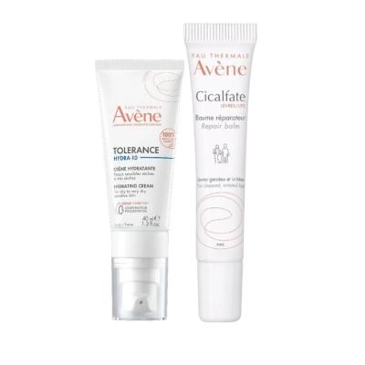 Avene Skincare Set for Dry Sensitive Skin - Moisturizing Cream & Soothing Lip Balm