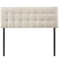 King size Off-White Ivory Fabric Button-Tufted Upholstered Headboard