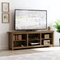 Farmhouse Style TV Stand with 6 Storage Compartments in Brown Oak Wood Finish