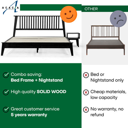 [Buy 1 Get 1] Kaylin Solid Wood Bed Frame & Nightstand