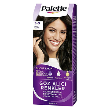 Palette Hair Dye - 3-0 Dark Brown with Keratin & Nourishing Oils for Vibrant Color