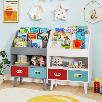 Kids Bookshelf with Open Compartment for Toddlers 3+ Years Old-White