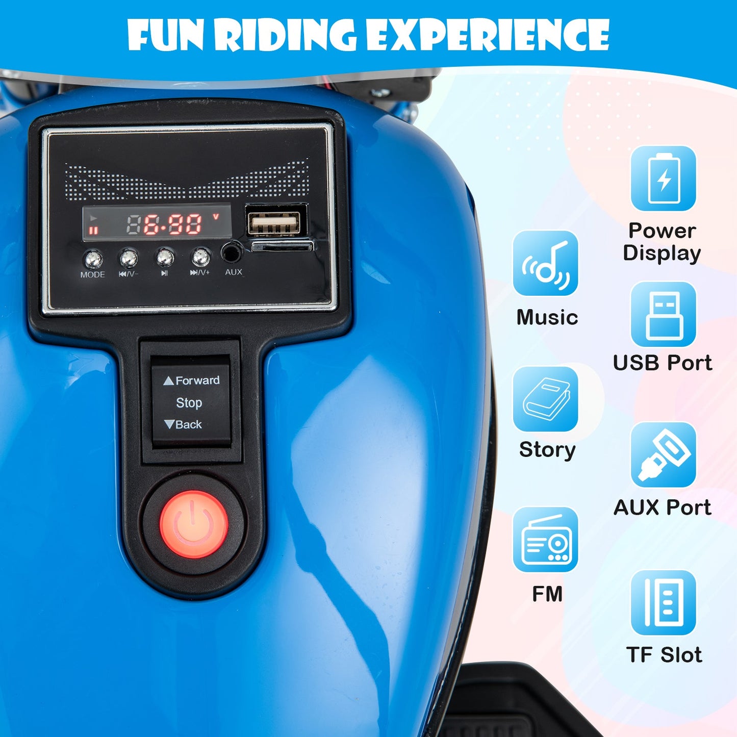 Kids Electric Motorcycle with Training Wheels and LED Headlights