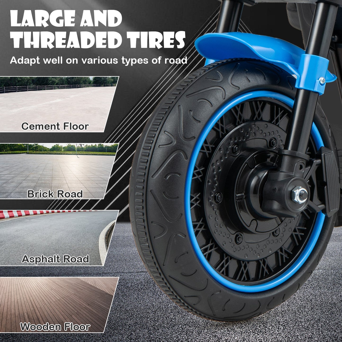 Kids Electric Motorcycle with Training Wheels and LED Headlights
