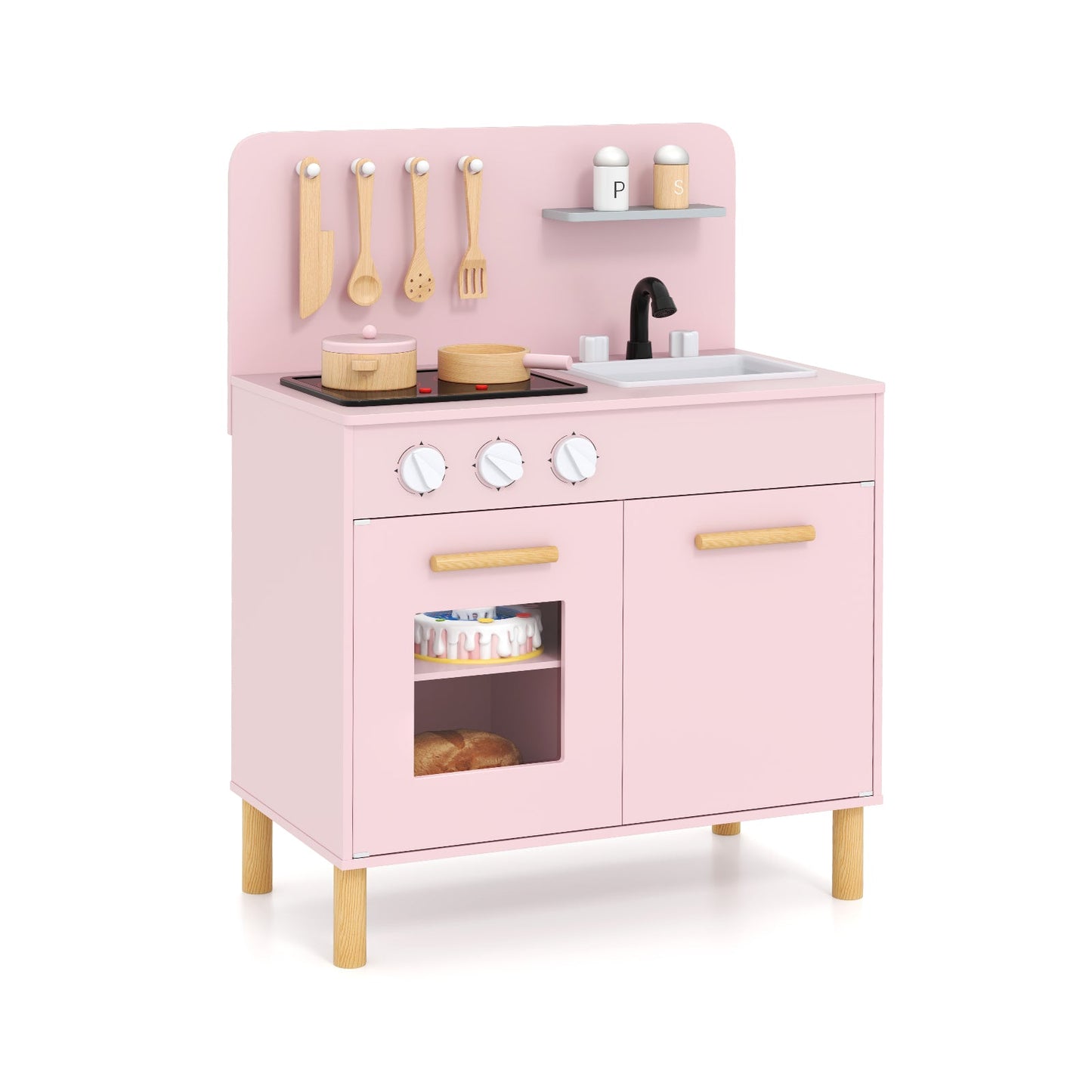 Kids Kitchen Playset with Cooking Accessories and Storage