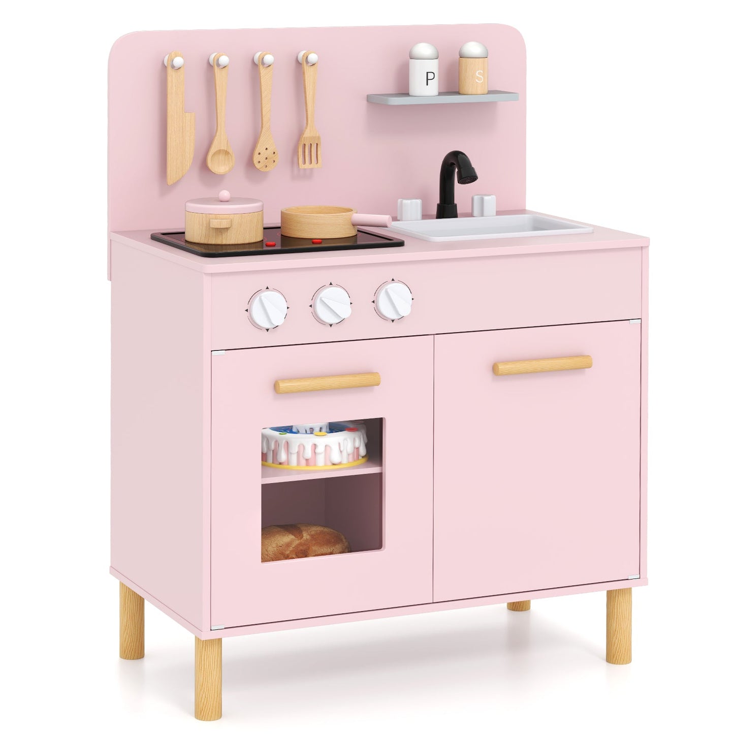 Kids Kitchen Playset with Cooking Accessories and Storage