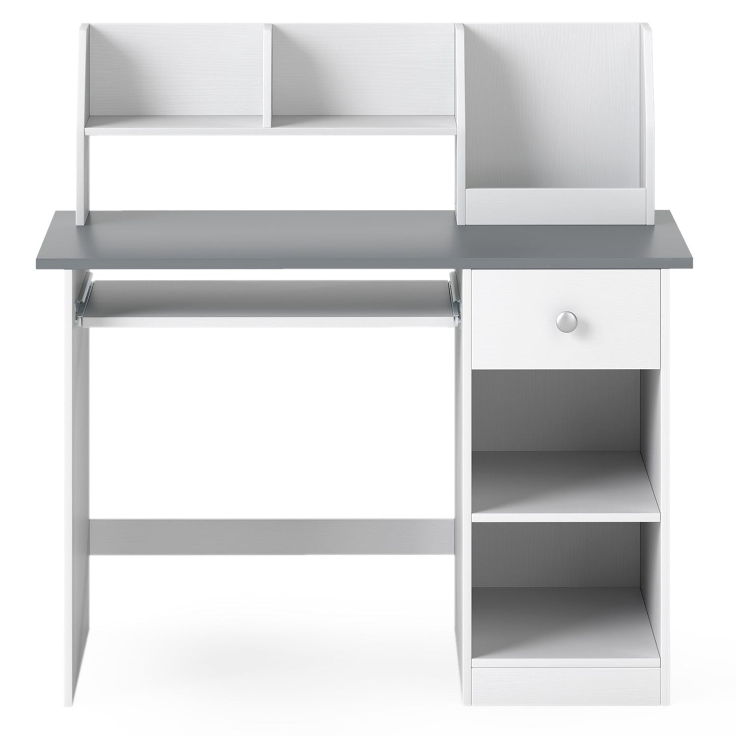 Kids Study Desk with Hutch, Drawer & Shelves