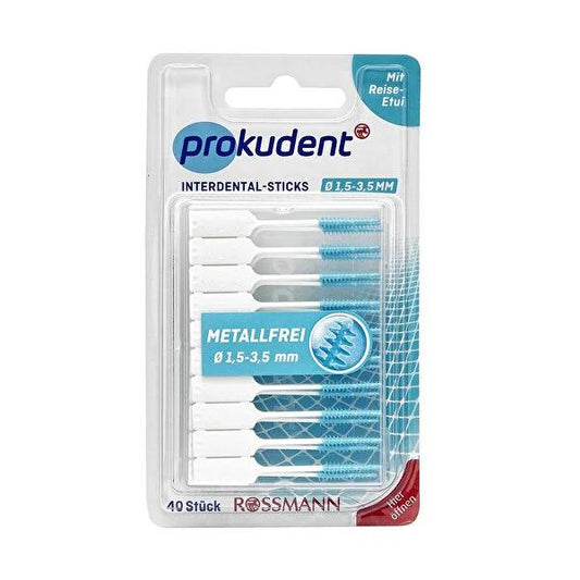 Prokudent Metal-Free Interdental Brushes - 40 Count - Gentle Oral Hygiene Solution for Sensitive Teeth and Gums