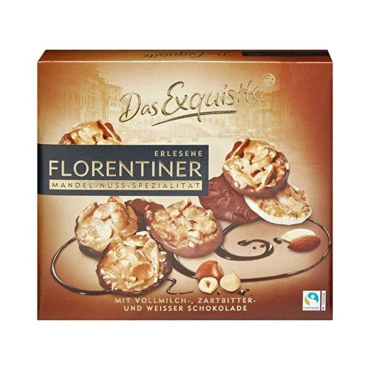 Dex Cikolata Florentiner: Gourmet Almond Hazelnut Chocolate Box - Milk, Dark & White Chocolate - The Perfect Specialty Chocolate Gift