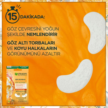 Garnier SkinActive Eye Mask: Reduce Under Eye Bags & Dark Circles with Hydrating Hyaluronic Acid & Brightening Orange Juice - Refresh & Revitalize