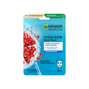 Garnier SkinActive Hydra Bomb Revitalizing Pomegranate Hydrating Facial Sheet Mask - Intense Skin Hydration & Revitalization for Dry Skin