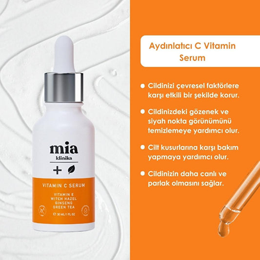 Mia Klinika Vitamin C Serum - Brightens Skin, Minimizes Pores & Dark Spots - 1.01 fl oz