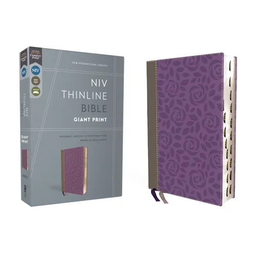 Niv, Thinline Bible, Giant Print, Leathersoft, Gray/Purple, Red Letter, Thumb Indexed, Comfort Print - Imitation Leather