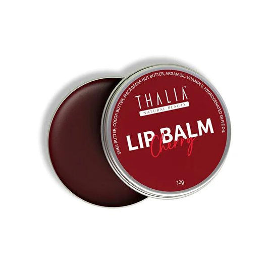 Thalia Cherry Lip Balm - Natural Lip Care for Dry, Cracked Lips with Shea Butter, Argan & Jojoba Oil - Moisturizing, Flavored, Organic