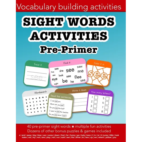 Sight Words Pre-primer vocabulary building activities: Education resources by Bounce Learning Kids - Paperback