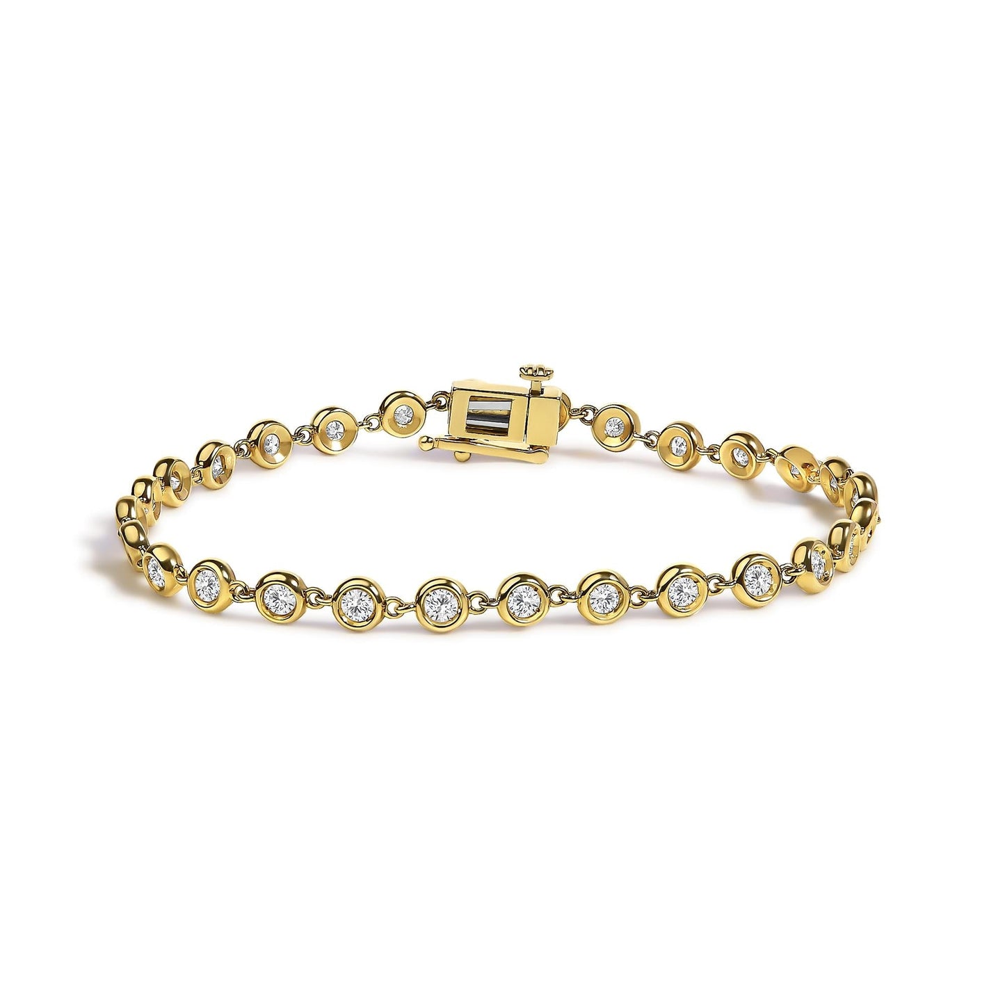 Lab-Grown Diamond Bezel Link Bracelet in 10K Yellow Gold – 1.5 Cttw