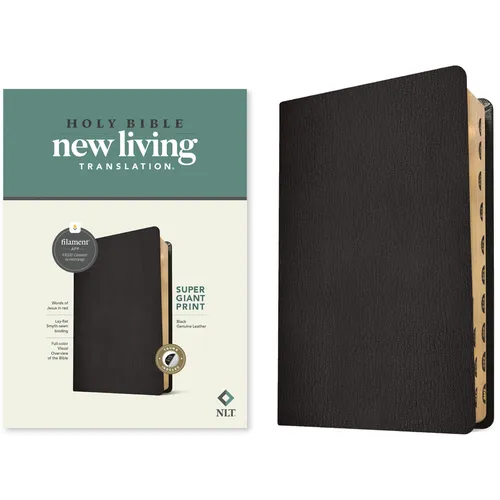 NLT Super Giant Print Bible, Filament Enabled (Genuine Leather, Black, Indexed, Red Letter) - Leather