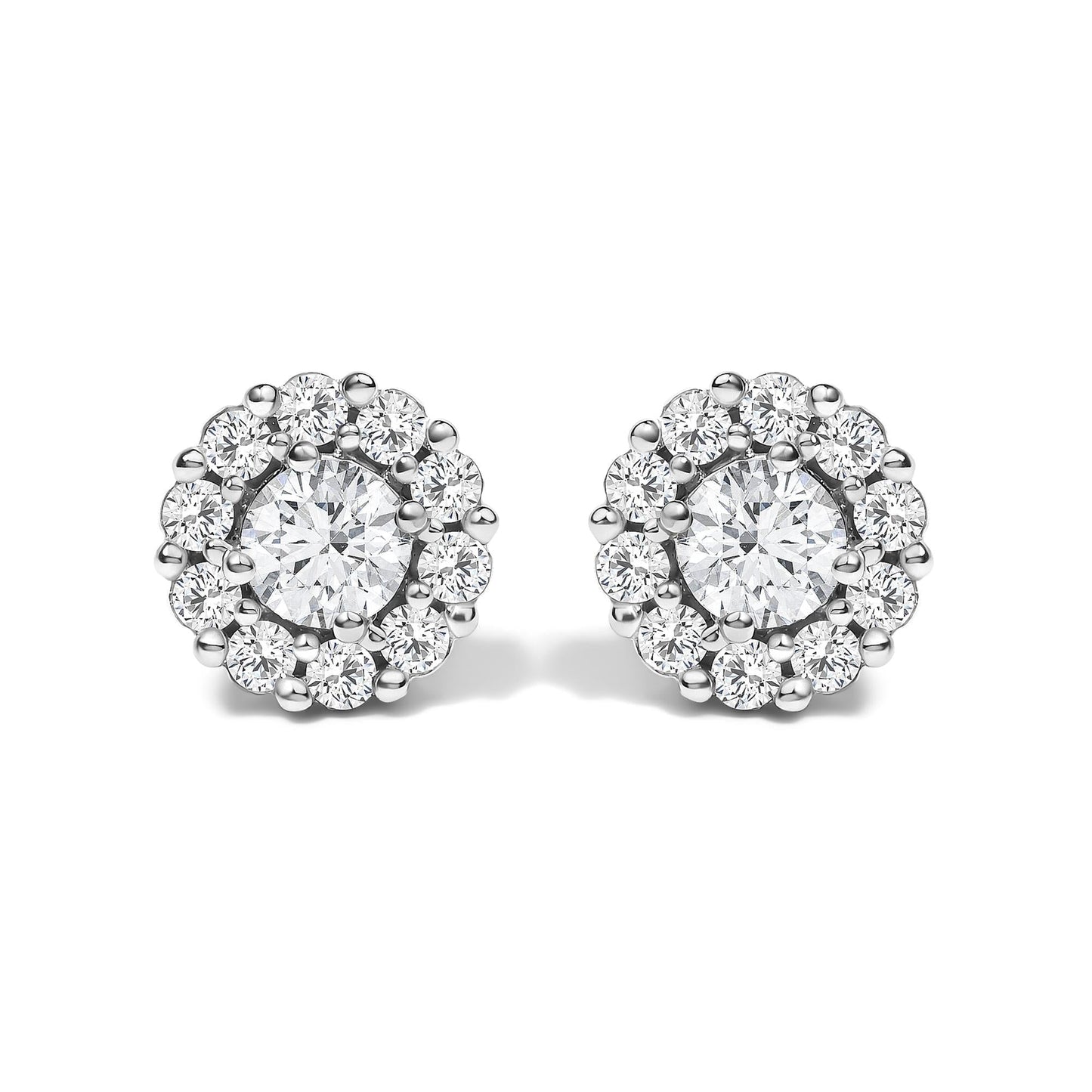 Lab-Grown Diamond Halo Stud Earrings in 10K White Gold – 1.5 Cttw