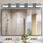 LED Bathroom Vanity Light | 3/4/5/6-Light Chrome Stainless Steel Wall Sconce with Acrylic Shade — Over Mirror, Moisture-Proof